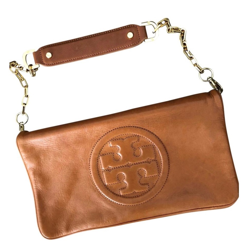 Tory Burch Brown Leather Reva Clutch Purse